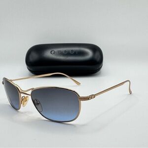 Gucci Gold-Tone Eyewear Temple Arm 1816 Aviator Blue Gradient Sunglasses